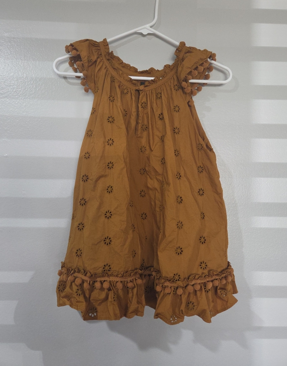 J. Crew Women's  Mustard Pom-Trim Eyelet Blouse